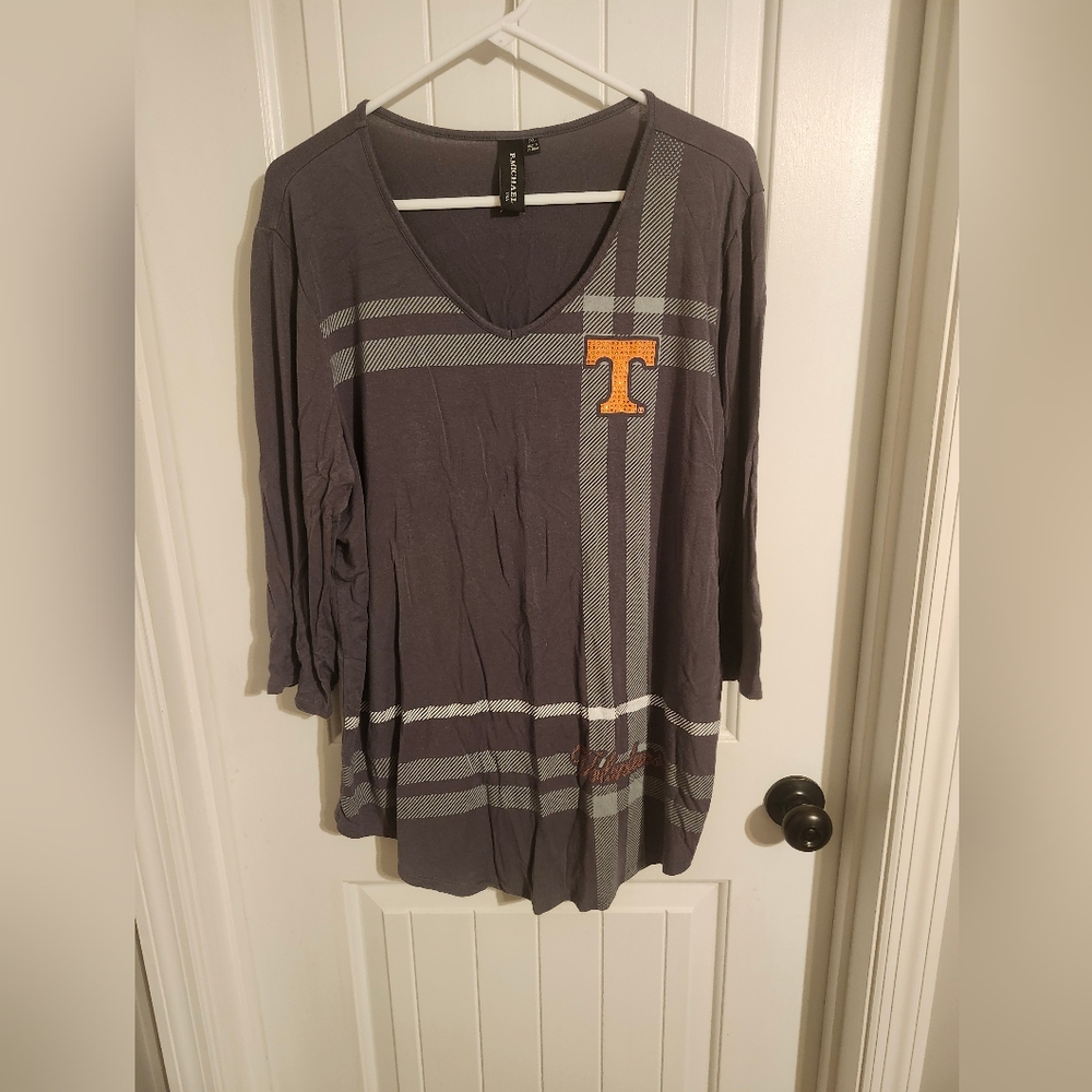Charcoal Women's Long Sleeve Top with Orange Detail